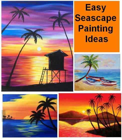 Easy Landscape Painting Ideas for Beginners, Easy Seascape Painting Ideas for Beginners, Easy Acrylic Painting Ideas, Simple Landscape Painting Ideas, Easy Sunrise Paintings, Easy Sunset Paintings