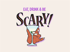 Eat, Drink & Be Scary Werewolf adult beverage art licensing available to license halloween martini monster werewolf