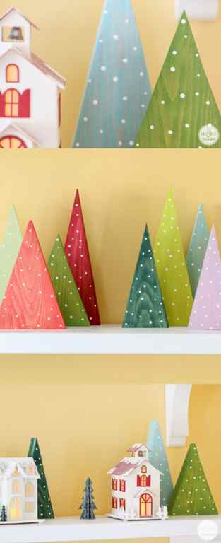 DIY Colorful Wood Christmas Tree Decorations