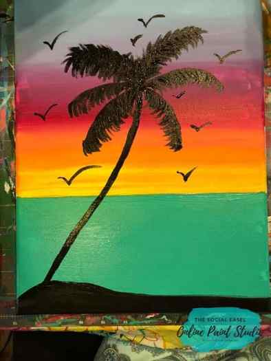 Painting with Kids Tropical Sunset The Social Easel Online Paint Studio