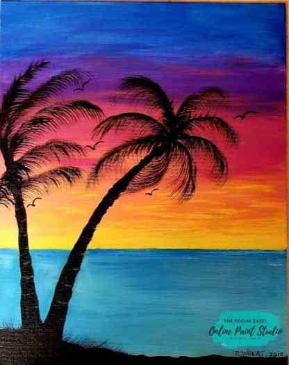 Painting with Kids Sunset The Social Easel Online Paint Studio
