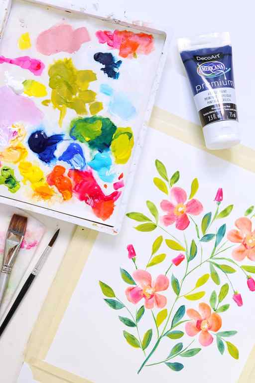 DIY Watercolor tutorial Acrylic florals video painting