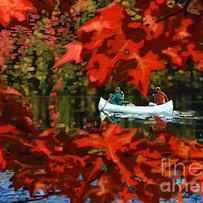 Scenic Autumn canoe by Sassan Filsoof
