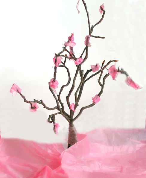 A great sensory art project for kids this spring - cherry blossom trees!