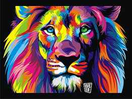 : colorful, illustration, digital art, animals, black background, artwork, tiger, lion, big cats, roar, ART, modern art, cat like mammal, psychedelic art 3008x2256, rainbow tiger HD wallpaper
