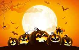 spider, Halloween, moon, cat, orange, holiday, digital art, bats, pumpkins, black cat, spooky, spider web for , section праздники, Halloween Digital Art HD wallpaper