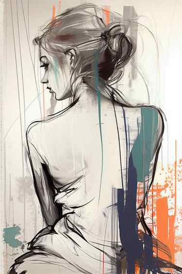 Canvas Print Beautiful Girl back paintings, Vertical canvas wall prints