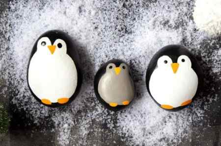 Step by step tutorial for these cute Christmas penguin painted rocks