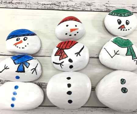 Cute step by step tutorial makes these snowman painted rocks easy to make.