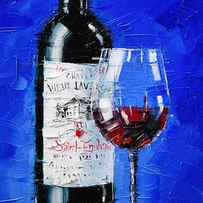 Still life with wine bottle and glass 2 by Mona Edulesco