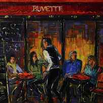 PARIS TERRACE AT NIGHT TIME oil painting Mona Edulesco by Mona Edulesco