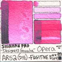 AR52 Shinhan Pro Designers Gouache Opera fugitive dye pigment color lightfast fade test swatch card art image