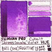 BV11 Shinhan Pro Designers Gouache Cobalt Violet Hue fugitive dye pigment color lightfast fade test swatch card art image