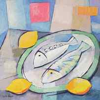 Fish and Lemon painting by Lutz Baar
