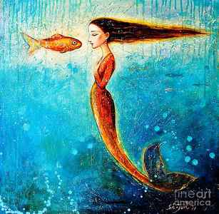 Wall Art - Painting - Mystic Mermaid II by Shijun Munns