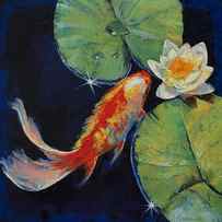 Koi and White Lily by Michael Creese