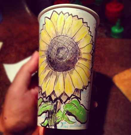 sunflower coffee cup art design