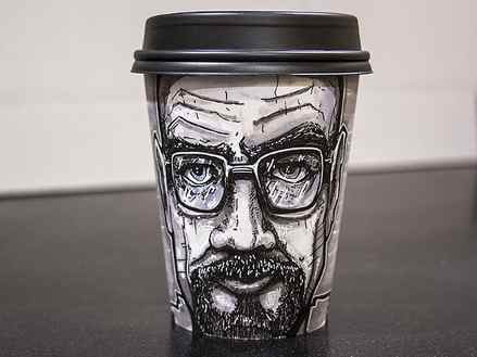 walter white coffee cup art illustration