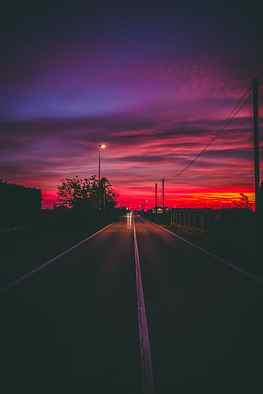 Sunset, Horizon, Dark, Road, Markup HD phone wallpaper