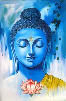 Great Buddha01 - Handpainted Art Painting - 24in X 36in. Buddha art painting, Buddha painting, Buddha art, Blue Buddha HD phone wallpaper