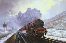 Winter, Art, Smoke, Snow, Painting, Canvas, Train HD wallpaper