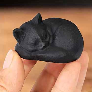 BACORFEA Black Cat Figurine - Sleeping Cat Decor for Cat Lovers, Black Mini Cat Figurines Statue Gifts for Women