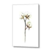Cotton White Brown Beige Watercolor Art Print Natural Home Decor Abstract Flower Minimalist Poster Metal Print by Joanna Szmerdt