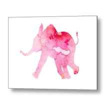 Abstract pink elephant large poster Metal Print by Joanna Szmerdt