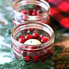 5 Minute cranberry, evergreen and floating candle Luminaries