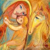 Mother and Child on horse by Shijun Munns