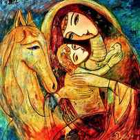 Mother with Child on horse by Shijun Munns