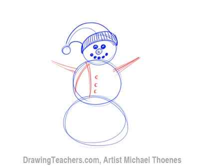 How to Draw a snowman Step 4