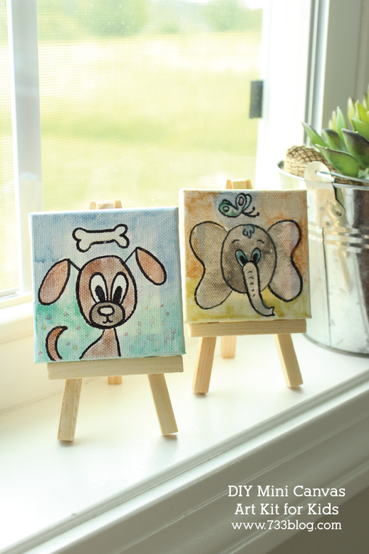 DIY Mini Canvas Art Kits for kids are inexpensive gift ideas. They