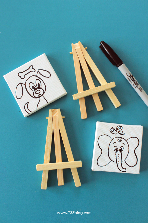 DIY Mini Canvas Art Kits for kids are inexpensive gift ideas. They