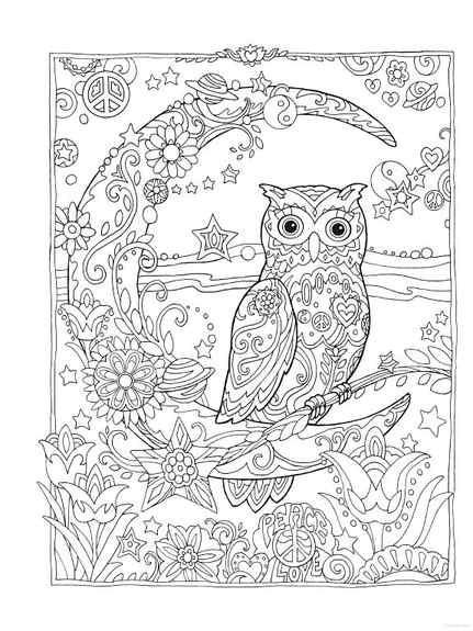 Free for Adults Animal Coloring Pages Owls