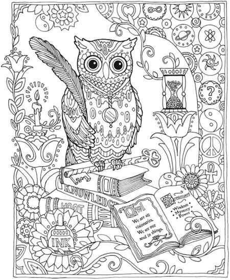 Complex Owl Coloring Pages for Adults Printable