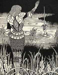 Wall Art - Drawing - How Sir Bedivere Cast the Sword Excalibur into the Water by Aubrey Beardsley