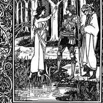 The Lady of the Lake telleth Arthur of the sword Excalibur by Aubrey Beardsley
