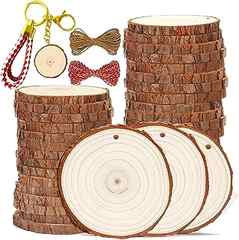 Sponsored Ad - SENMUT Wood Slices 30 Pcs 3.5-4.0 inch Natural Rounds Unfinished Wooden Circles Christmas Wood Ornaments fo. 