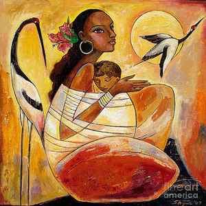 Wall Art - Painting - Sunshine Mother and Child by Shijun Munns