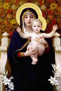 Wall Art - Painting - Madonna of lilies by Bouguereau