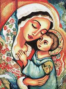 Wall Art - Painting - The Blessed Mother by Eva Campbell