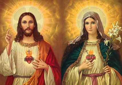 Wall Art - Painting - Sacred Heart of Mary and Jesus by Magdalena Walulik