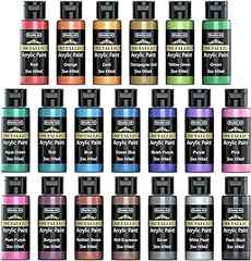 Shuttle Art Metallic Acrylic Paint Set, 20 Colors Metallic Paint in Bottles (60ml, 2oz) with 3 Brushes and 1 Palette, Rich. 