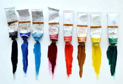 acrylic paints in tubes color palette art store, studio, exhibition