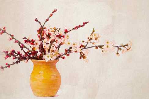 cherry blossom pink yellow jar