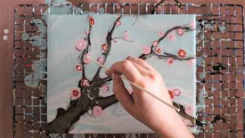 adding cherry blossoms to cherry blossom tree painting