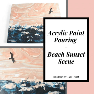 Acrylic Paint Pouring Beach Sunset Scene