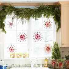Snowflake & Greenery Kitchen Window Decor Idea