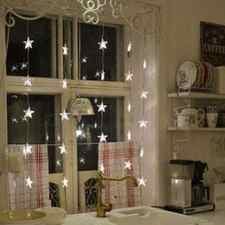 Starry Christmas Lights in Windows Christmas Kitchen Decor